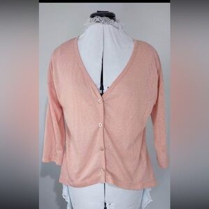 Medium E & M Long Sleeve coral Long Tail Blouse cardigan womens C3229